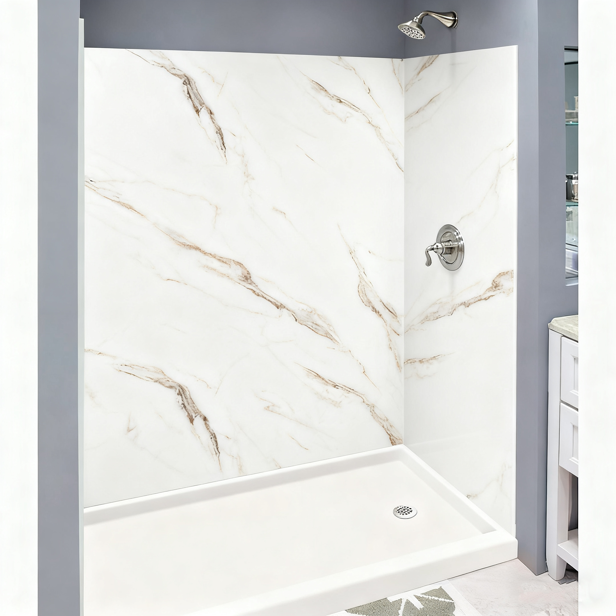SPC Bathroom Wall Kit with Seamless Vein Pattern, Heavy Duty & Low Maintenance